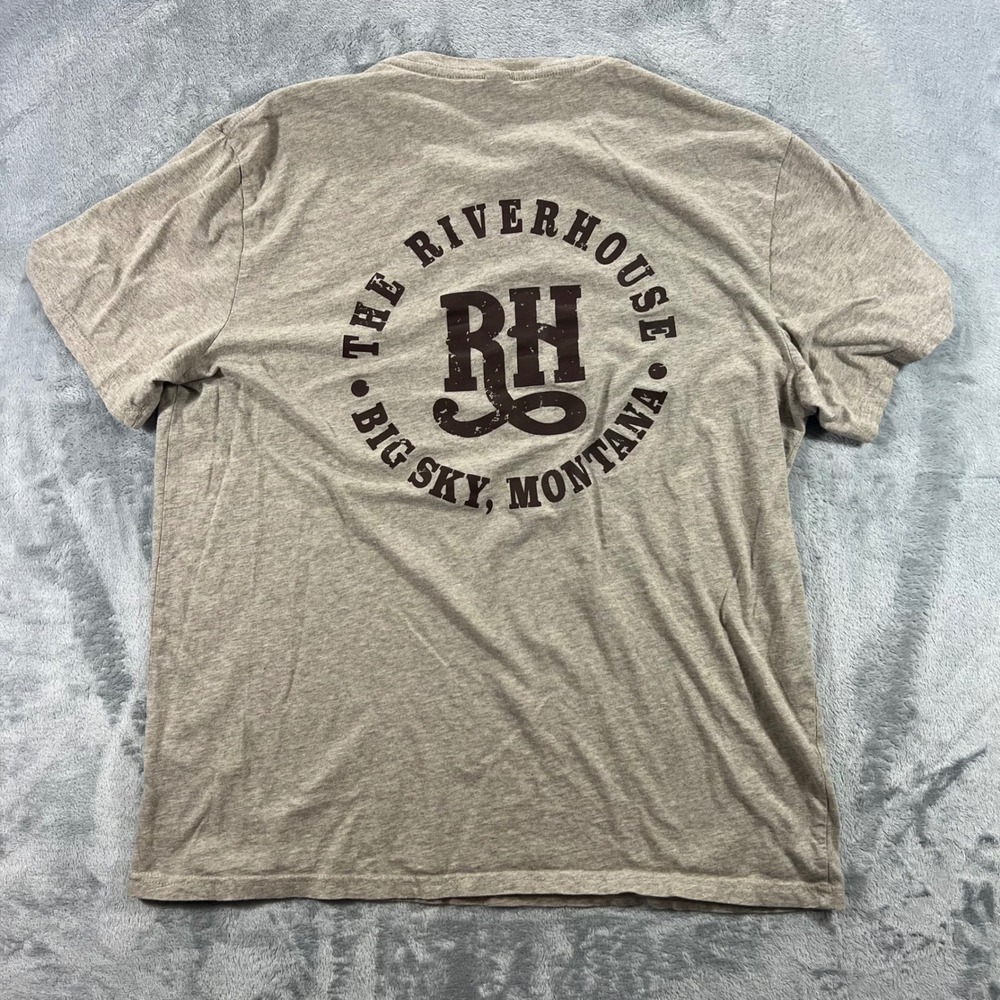 DISTRICT The Riverhouse Big Sky Montana T-Shirt Mens XL Tan Graphic Tee - Picture 3 of 15